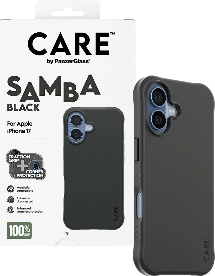 Ovitek za telefon PanzerGlass CARE fashionable Samba MagSafe za iPhone 17, črn
