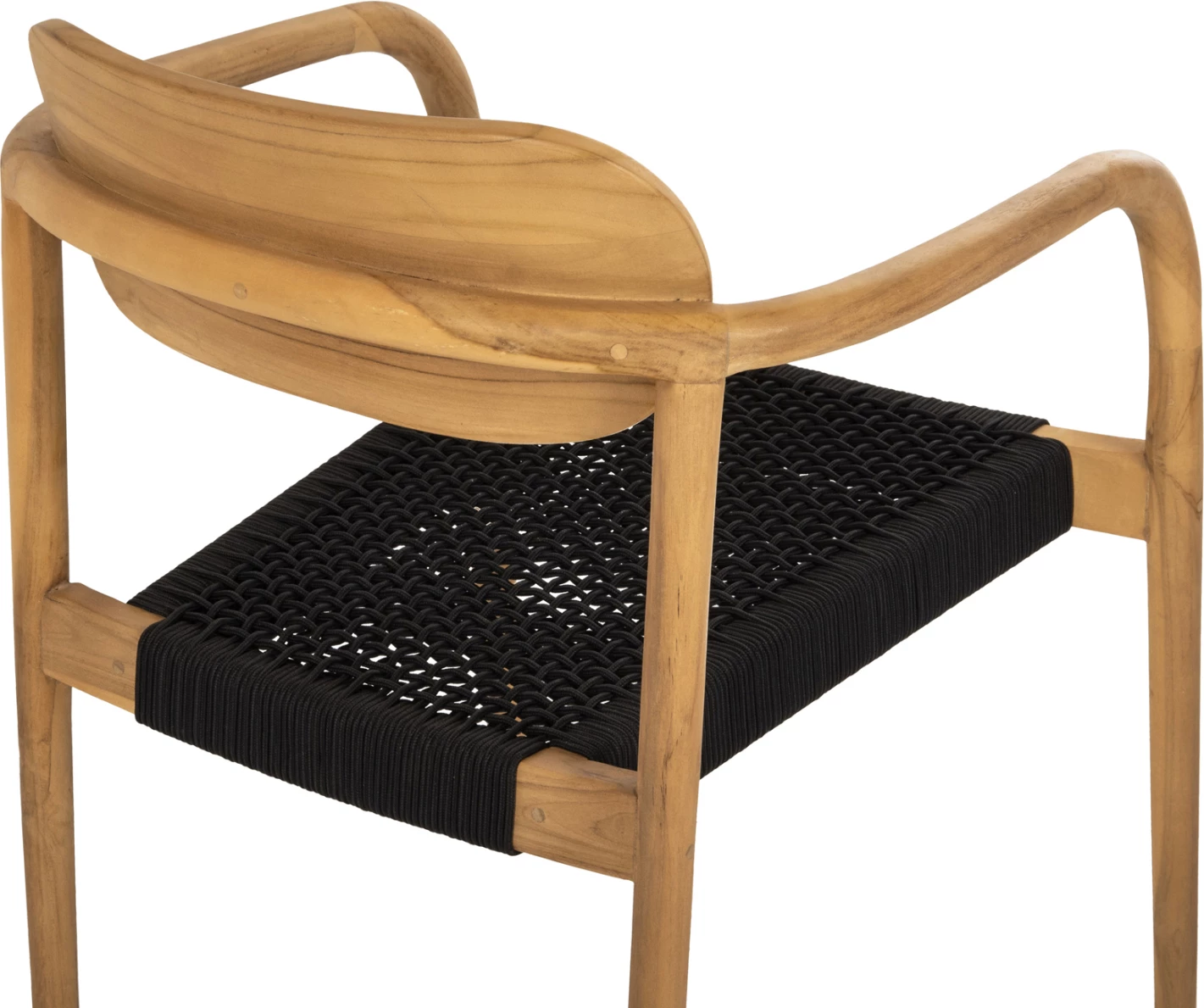 Fotelj OSLO iz tikovine v naravni barvi in črni vrvi 55x54x80Hcm