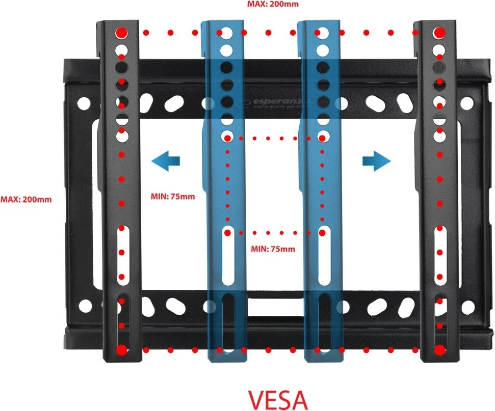 Stenski nosilec za TV Esperanza ERW013, 14–50'', do 25 kg, črn