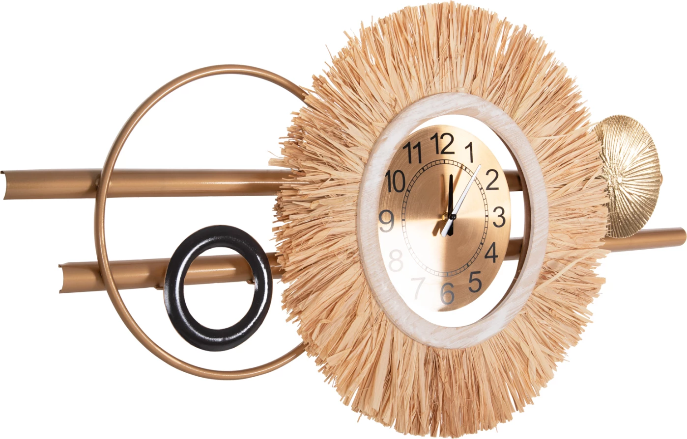 Stenska ura FH4200 kovina in rafija vlakna v zemeljskih tonih 100x49Hcm