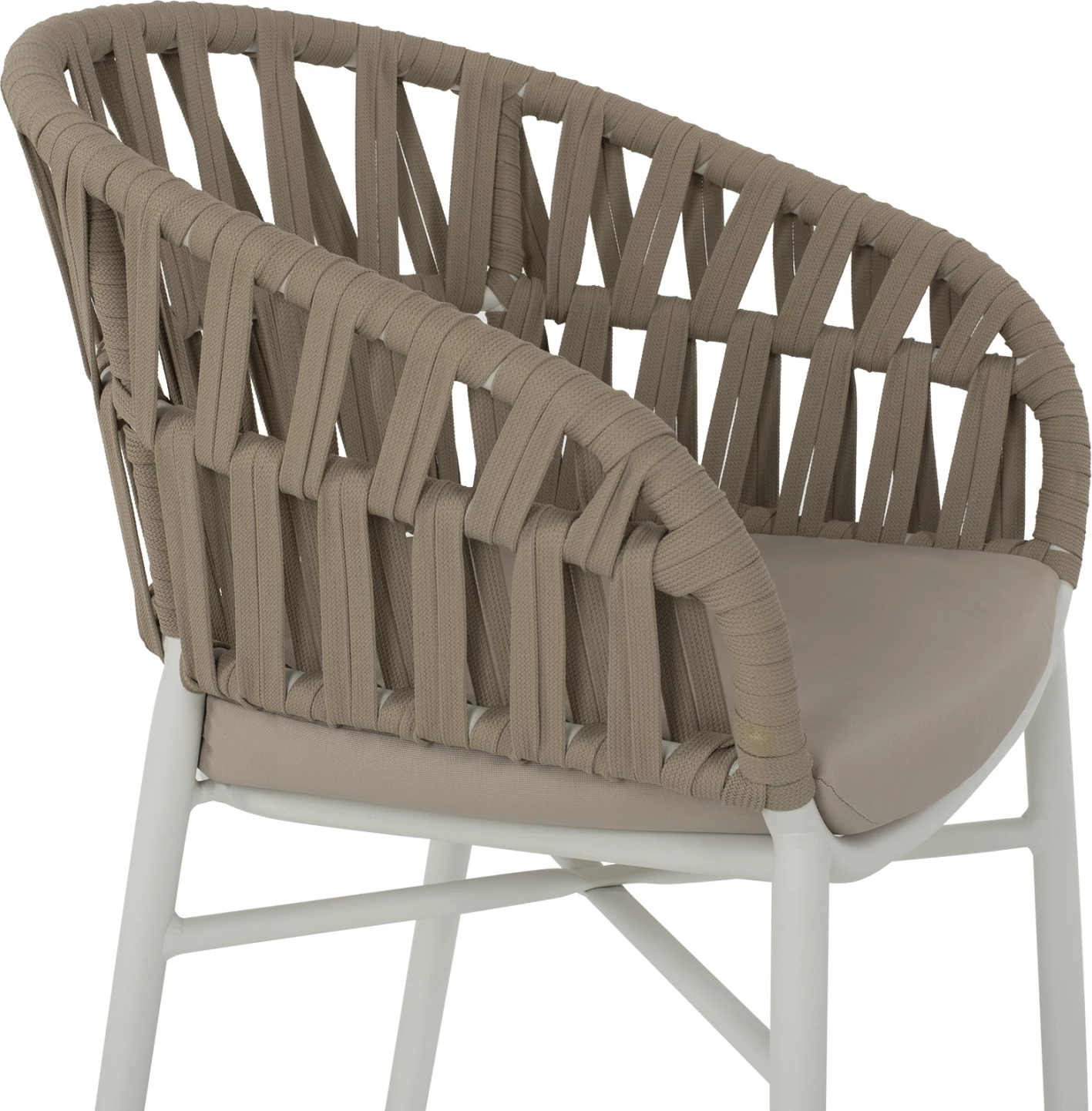 Aluminijasti naslanjač bel z bež vrvjo 57x56x78Η cm FH5857.02