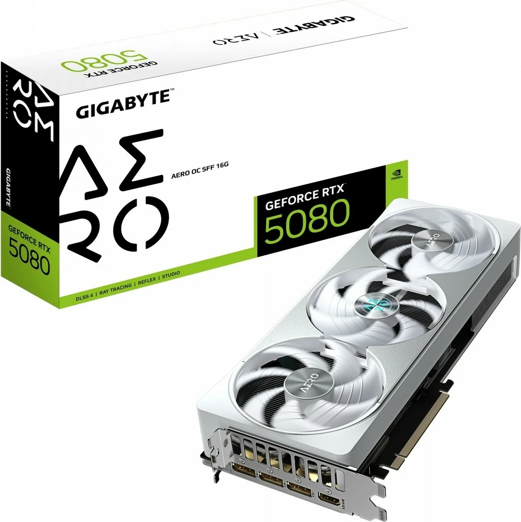 Grafična kartica Gigabyte GeForce RTX 5080 AERO OC SFF 16G, 16 GB, bela