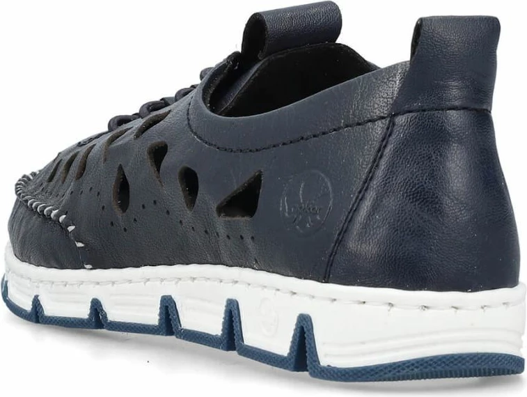 Superge odprte iz usnja Rieker, modro mornarske, ženske