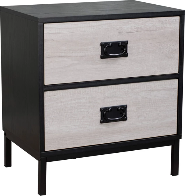 Nočna omarica, 2 predala, črni hrast - Sonoma decape, 50x35x55, Factory