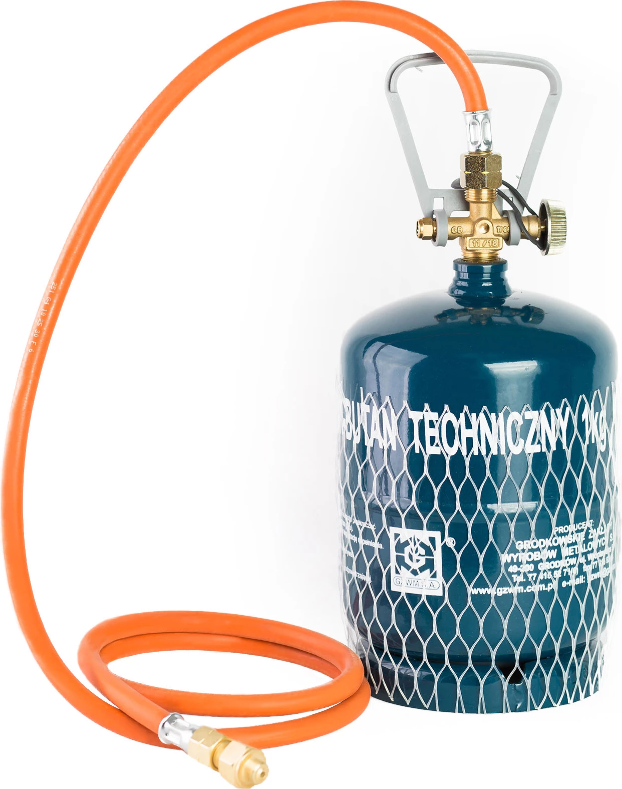 Regulator za turistične plinske jeklenke z 1,5 m cevjo, oranžen — Meva U4754-B