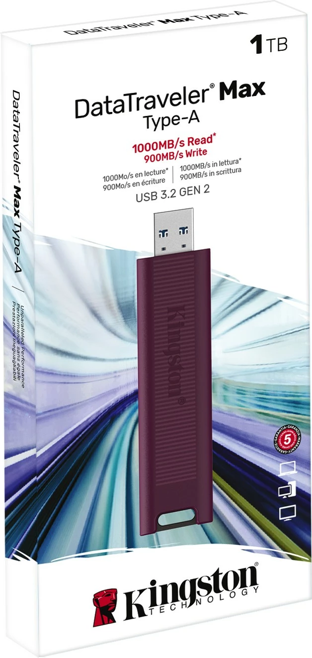 USB-pomnilnik 1 TB, USB 3.2 Gen 2, rdeč Kingston DataTraveler Max