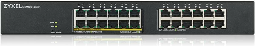 Stikalo 24x Gigabit Ethernet, 12x PoE, rack, črn, Zyxel GS1900-24EP