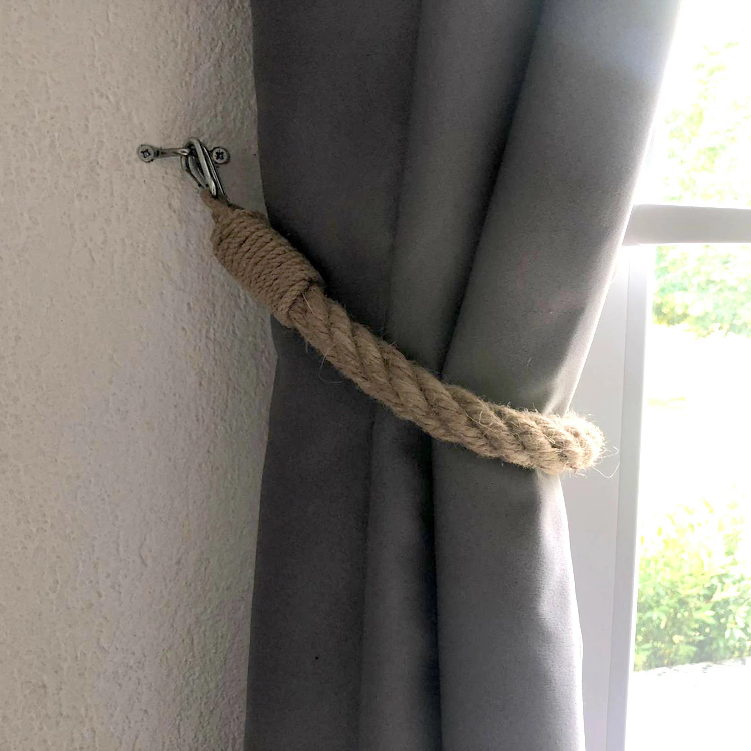 Stenski obešalnik iz vrvi, rjave barve, Aberto Design, Boruraf123