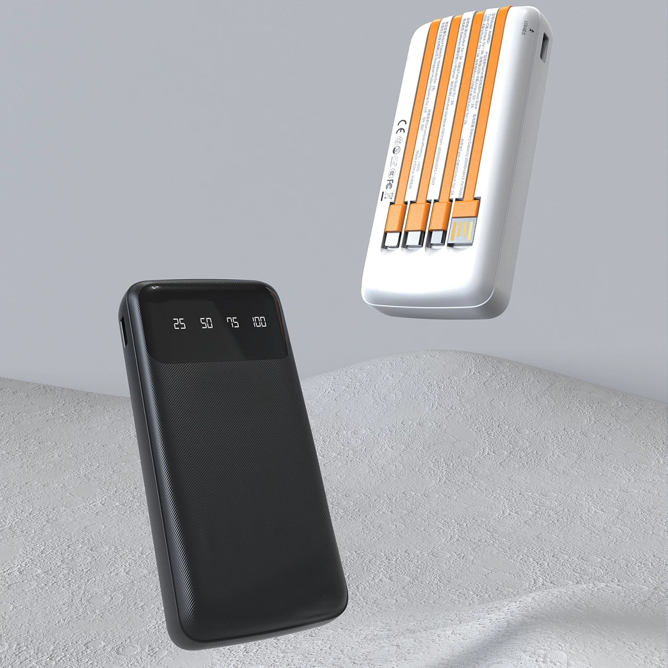 Powerbank 10.000 mAh z vgrajenimi kabli, Dudao K6Pro, bel