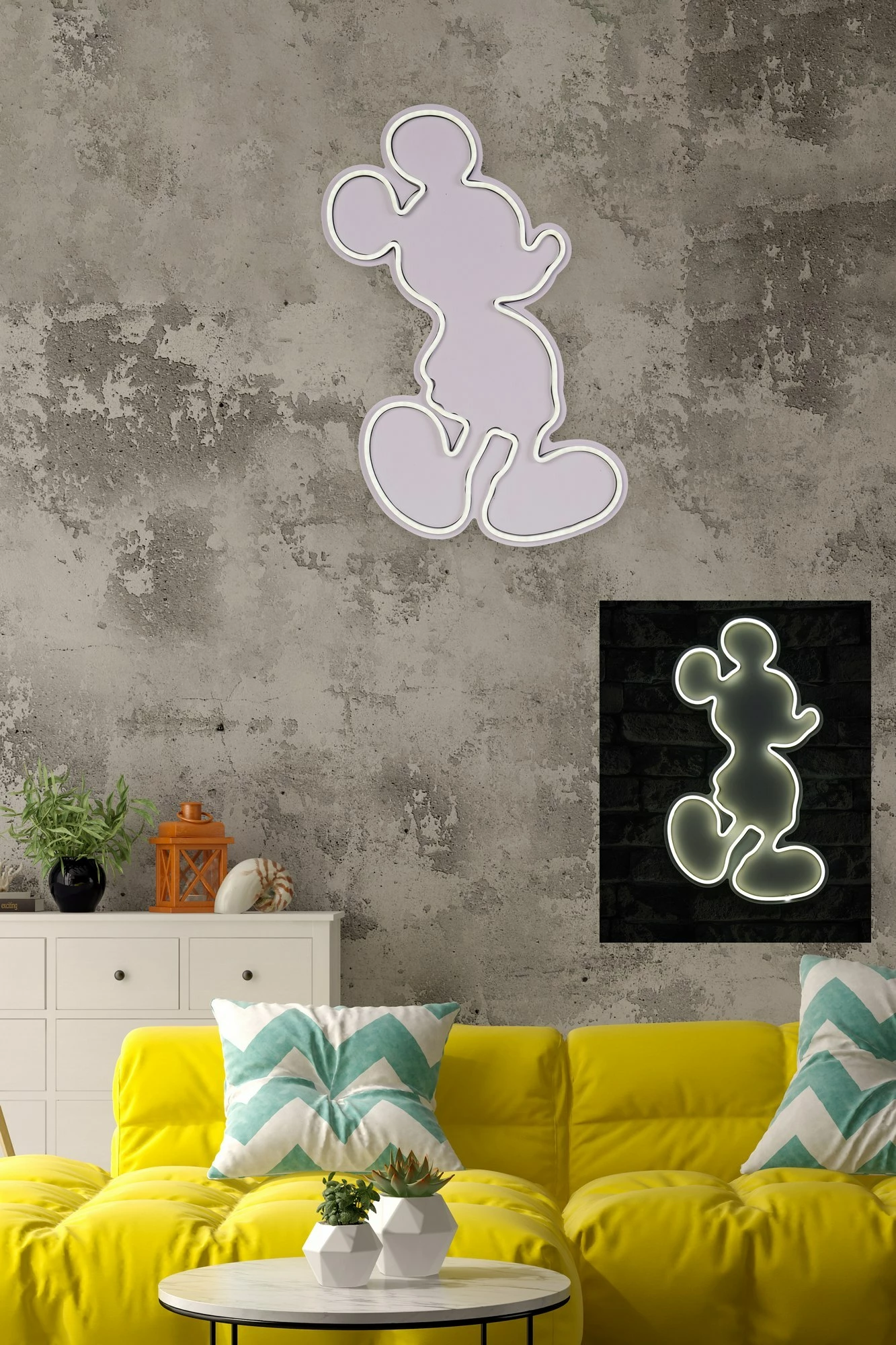 Dekorativna LED luč v obliki Mickey Mouse, plastika, bela