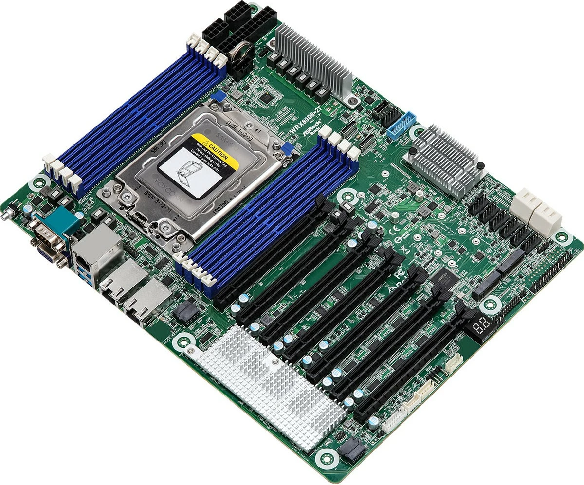 Matična plošča WRX80D8-2T ASRock, podnožje sWRX8, 8x DDR4, 7x PCIe x16, 3x LAN