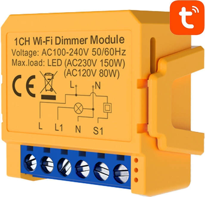 Pametno WiFi stikalo za razsvetljavo, oranžno, Avatto DMS16-2 TUYA