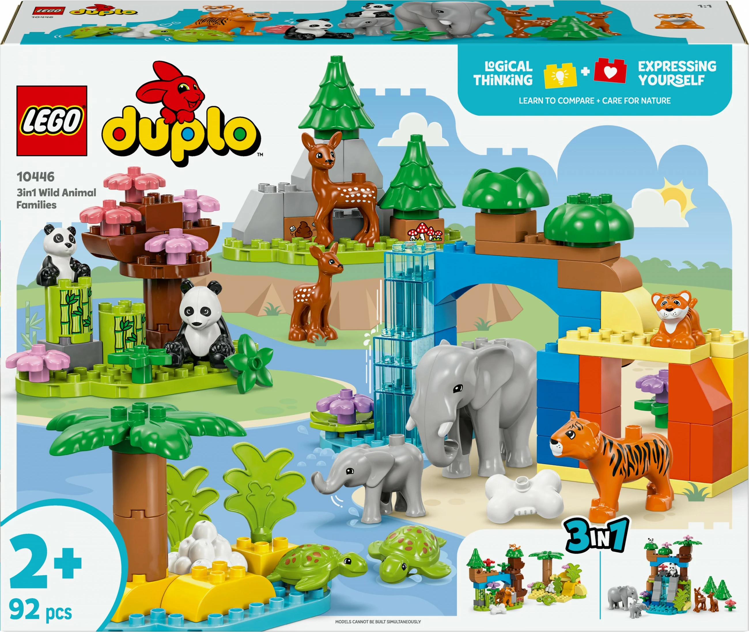 Igralni set LEGO DUPLO 10446 Wildtier-Familien 3‑v‑1, 92 kosi, večbarven