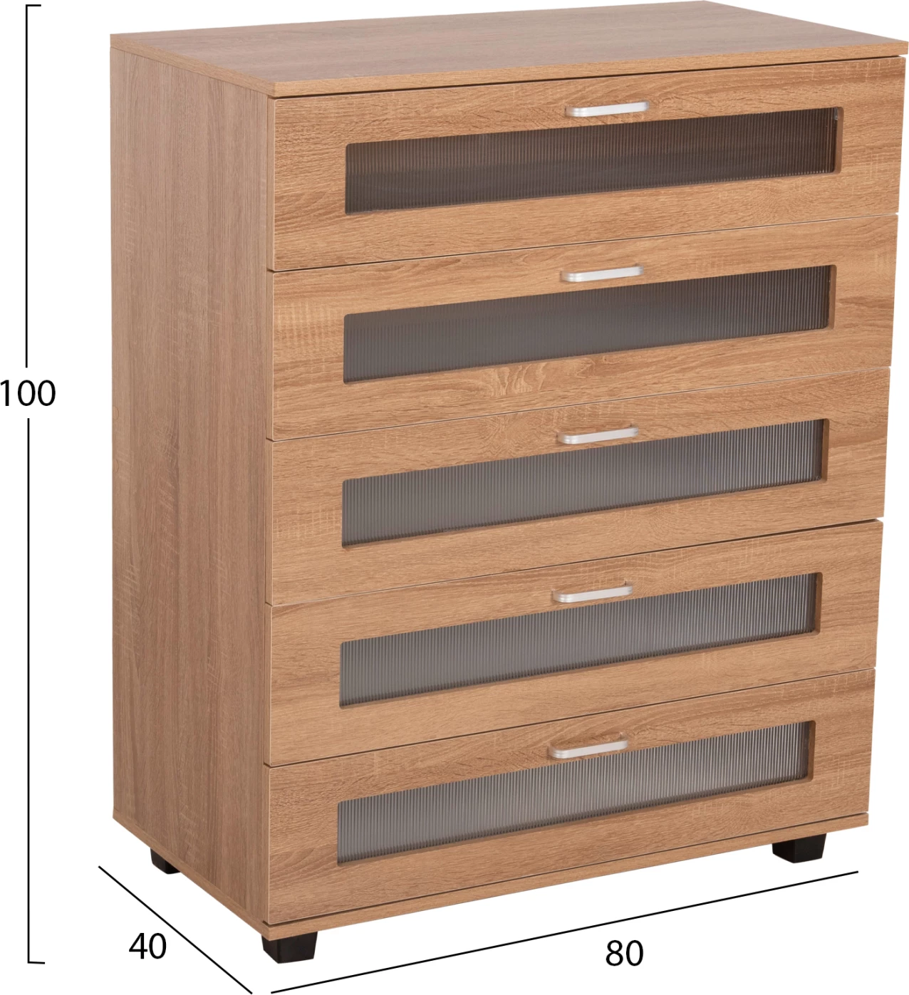 Komoda THORGAN FH9881.01 melamin v sonoma barvi - 5 predalov 80Χ40Χ100Hcm