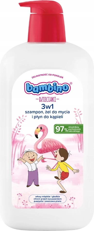 3-v-1 šampon, gel za prhanje in kopalna pena za otroke Bambino Flaming 1000 ml