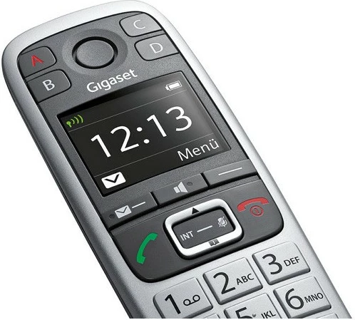 Brezžični telefon Gigaset E560, analog/DECT, 150 stikov, z vklopljenim snemalnikom, črno/srebrn