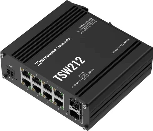 Upravljan preklopnik Teltonika TSW212, 8+2P, Gigabit Ethernet, črn