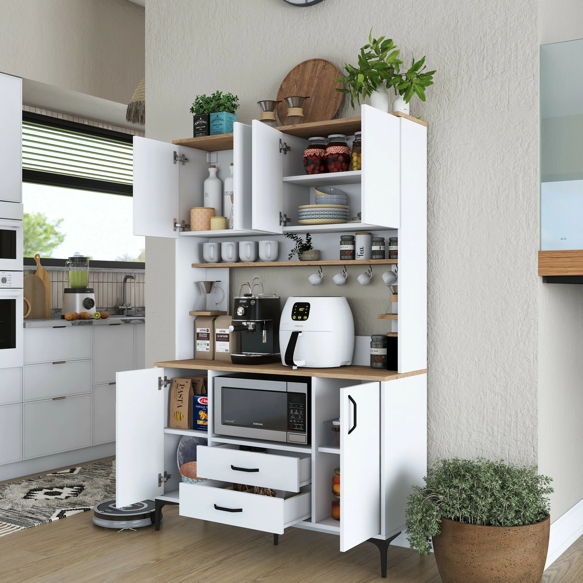 Multifunkcijski omarica Hanah Home JE168 - 3257, bela in oreškasta