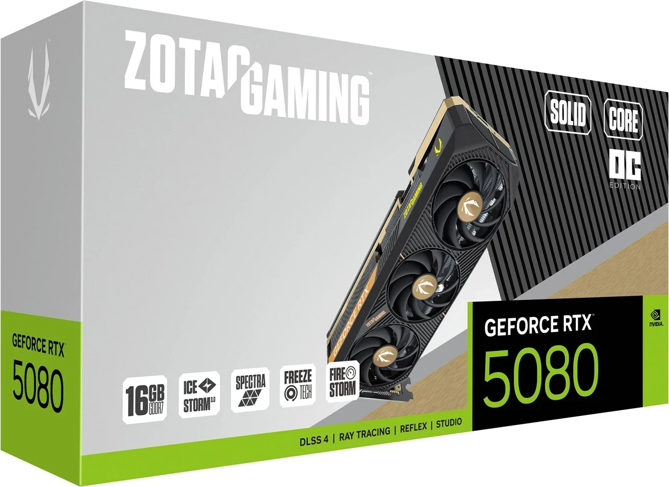 Grafična kartica ZOTAC GAMING GeForce RTX 5080 SOLID CORE OC, 16 GB GDDR7, črna