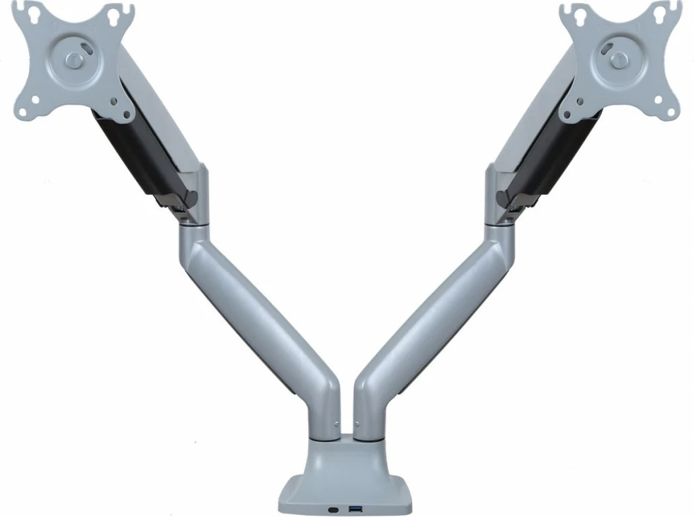 Namizni nosilec z plinskim vzmetenjem za 2 monitorja ART RAMM L-36HD, 17–35", kovina, črn
