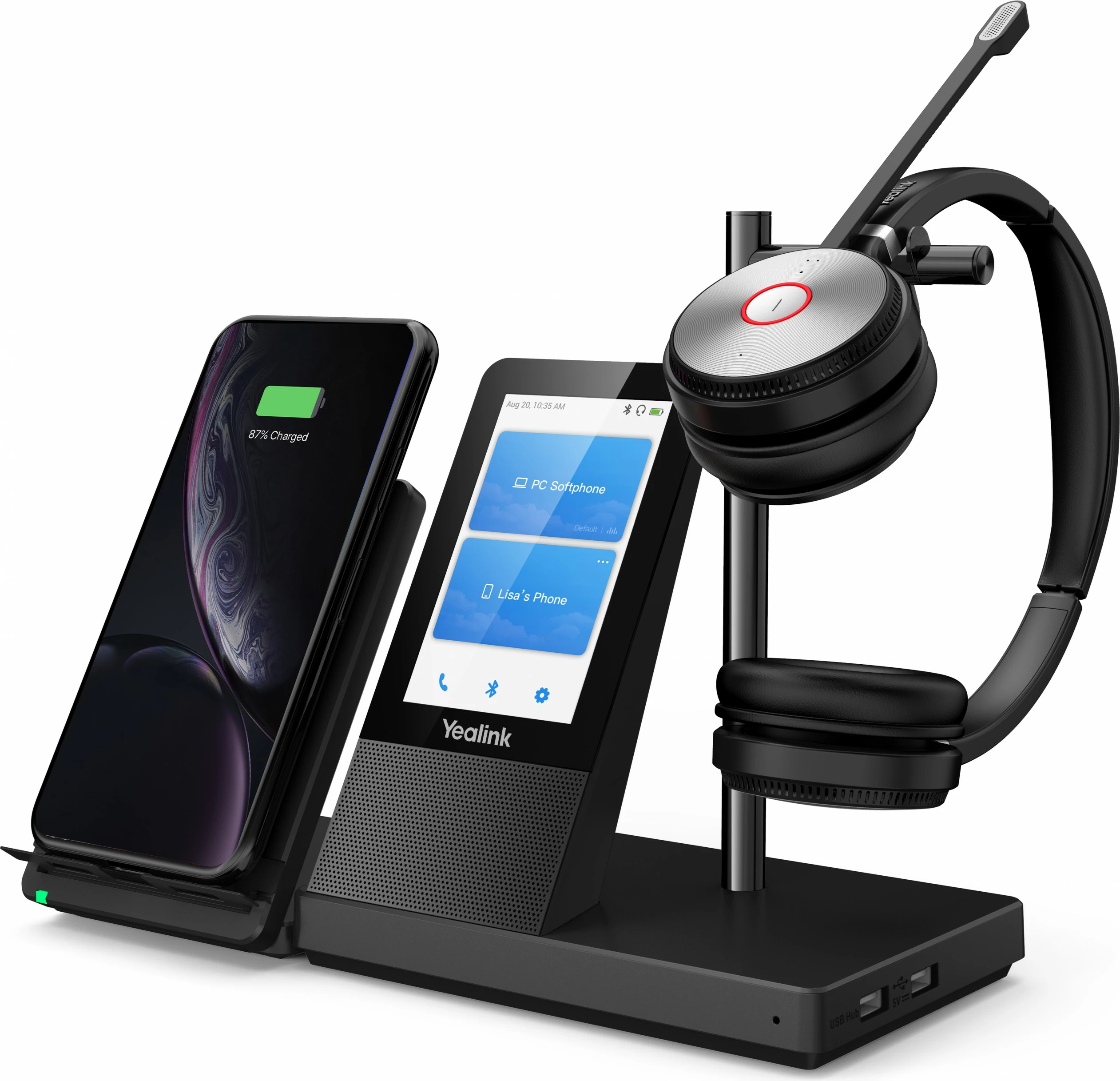 Brezžične slušalke za pisarno/call center Yealink WH66 Dual UC-DECT, črne