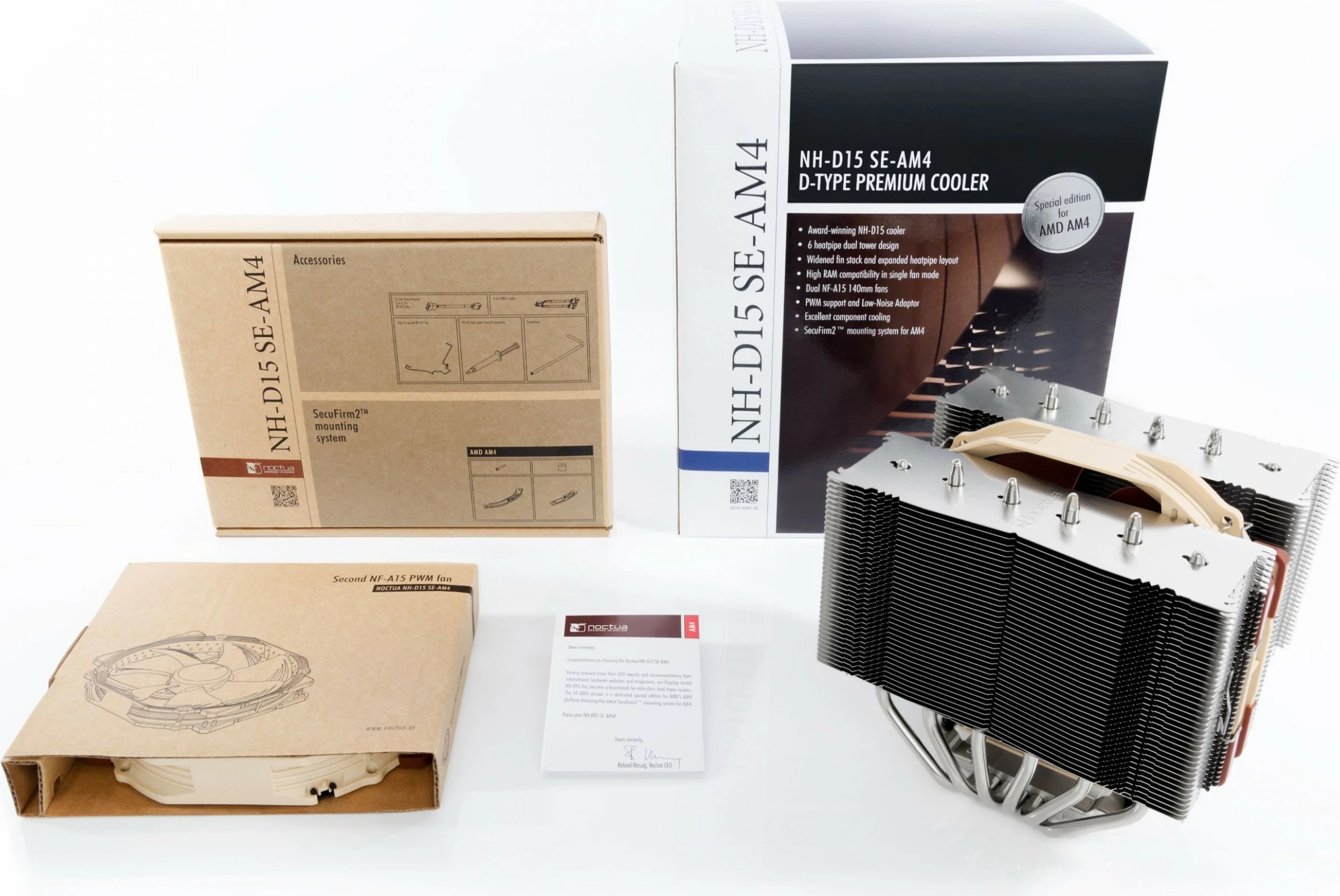 Napredno hlajenje procesorja Noctua NH-D15 SE-AM4, 2 ventilatorja, za Socket AM4, bež/rjave