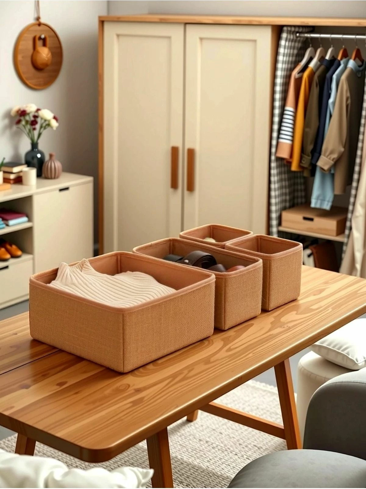 Set organizatorjev iz juta, naravne barve, 4 kosi Evila Originals, YLC.4.034