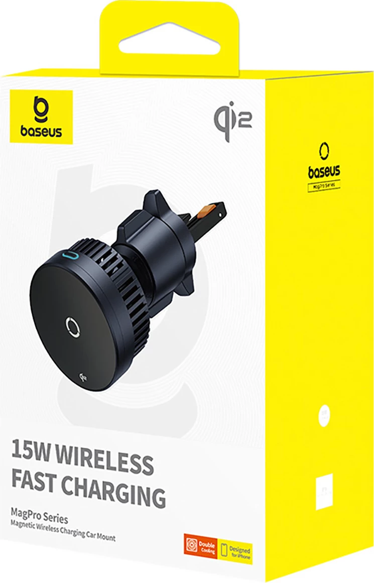 Magnetni nosilec z brezžičnim polnjenjem 15W Baseus MagPro BS-CW04 za zračnik avtomobila, črn