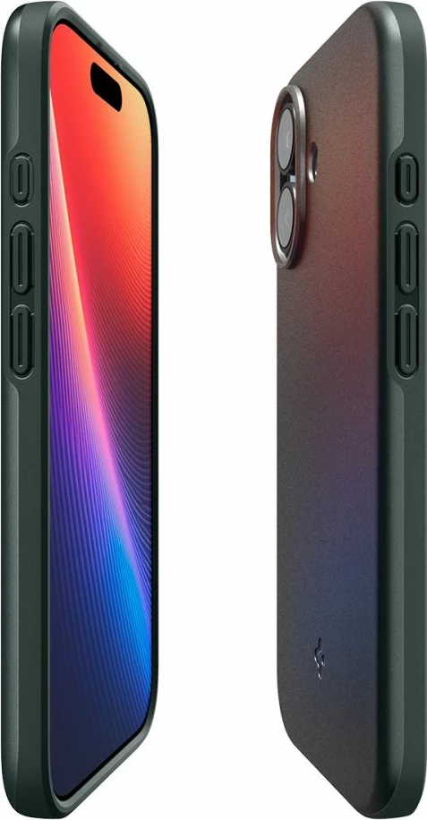 Tanek ovitek Spigen Thin Fit MagSafe za iPhone 17, iz trpežnega polikarbonata, z magnetnim obročem, zelen