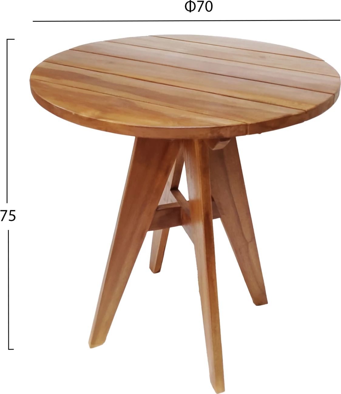 Okrogla vrtna miza LEO FH9917, Φ70x75H cm, tikovina