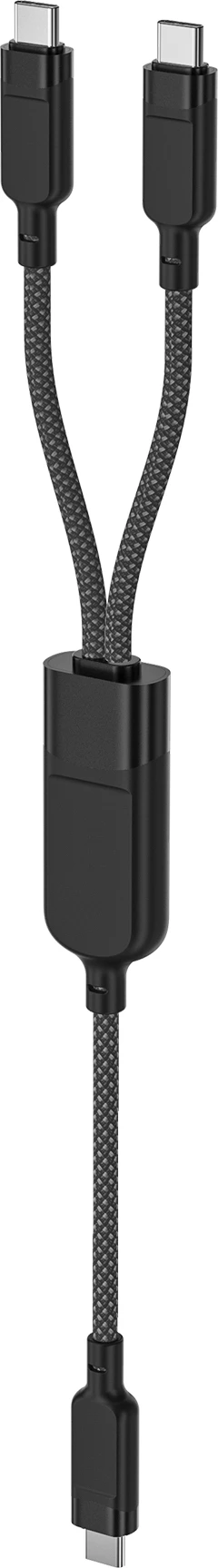 Kabel USB-C 2 v 1, 1,2 m, 100 W, črn Acefast C5-11
