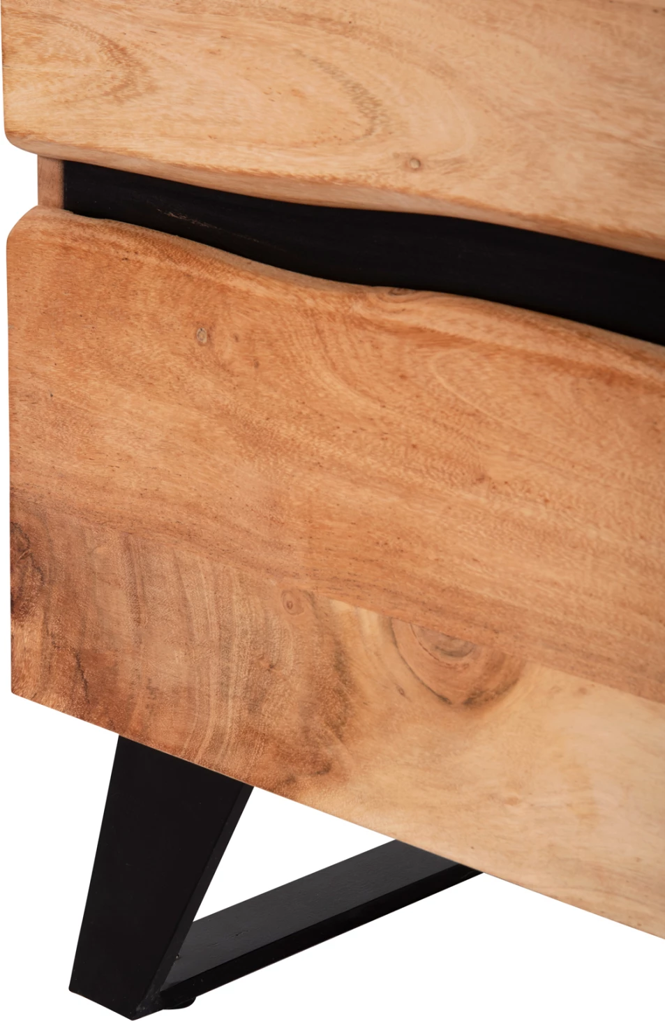 Nočna omarica z 2 predaloma ALICIA FH8360.21 masivni les akacije-kovina 45x35x56Hcm