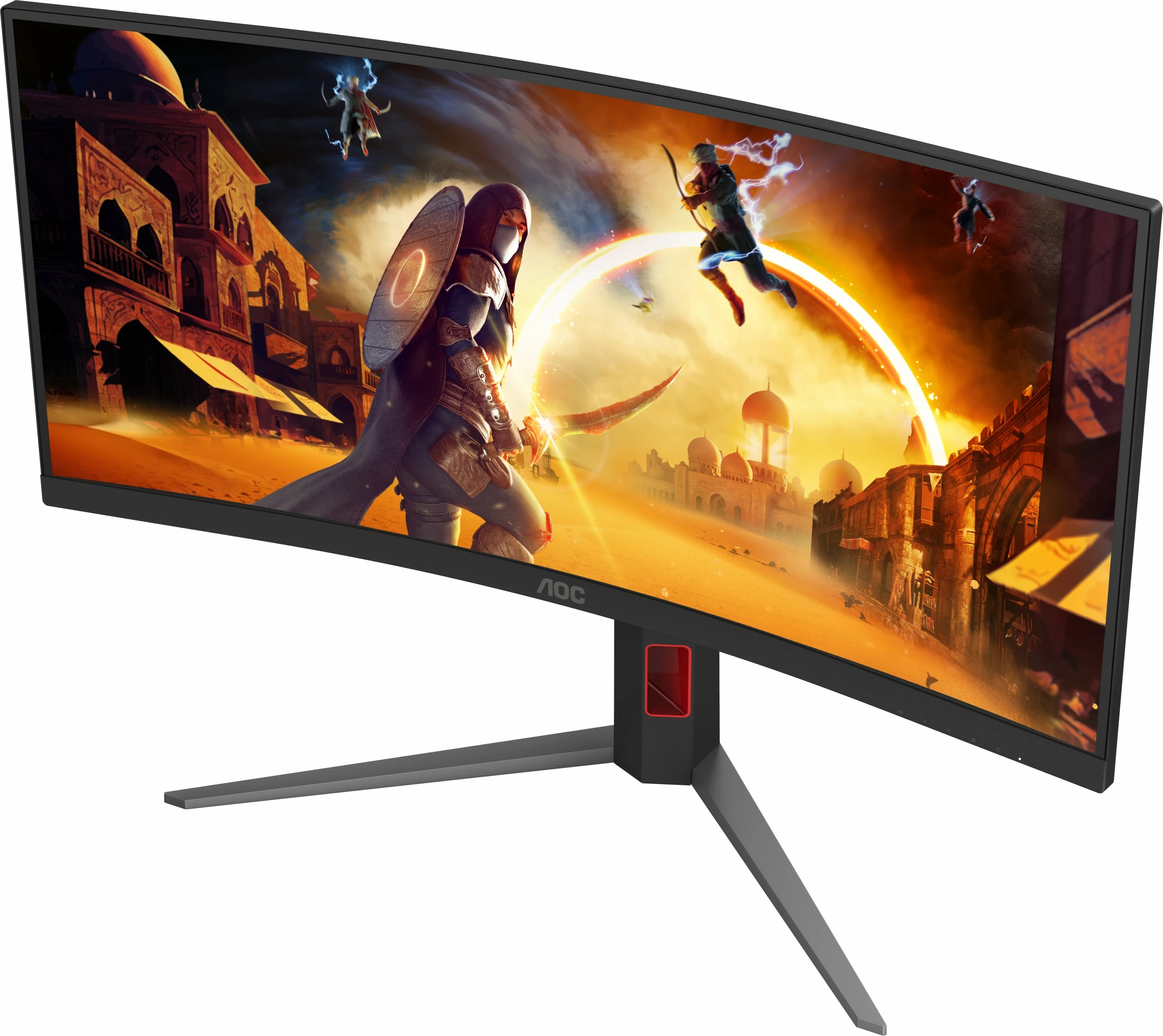 34" ukrivljen igralni monitor, AOC CU34G4Z, 3440x1440, 240 Hz, USB hub, črno/rdeč