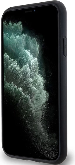 Ovitek DKNY z monogramom iz usnja, kovinski logotip, MagSafe za iPhone 11/XR, črn