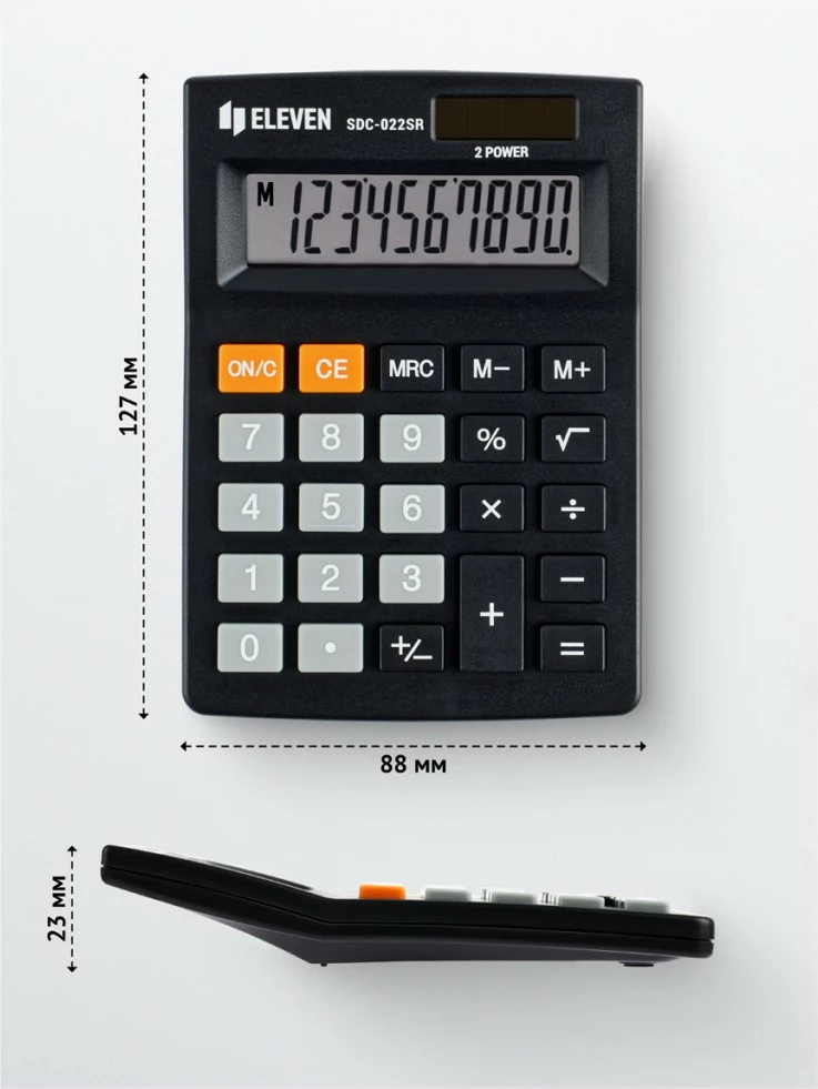 Pisarniški kalkulator ELEVEN SDC022SR, 10-mestni, črn