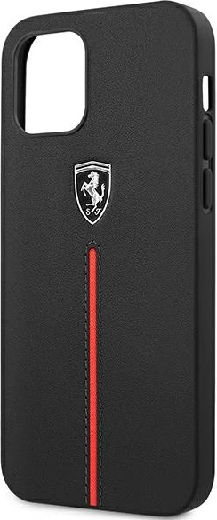 Ohišje Ferrari Off Track za iPhone 12 Pro Max, naravno usnje, črno