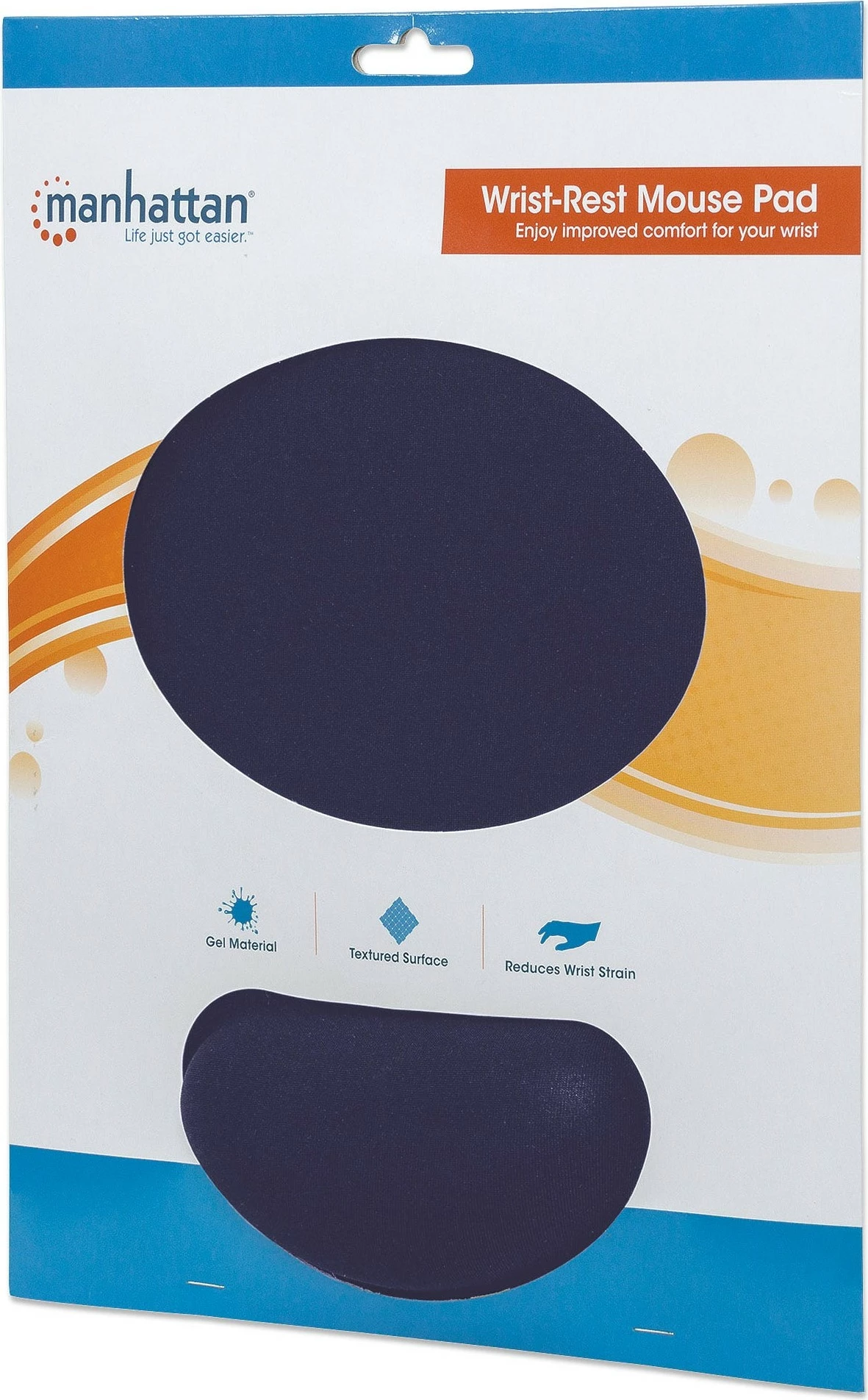Mauspad z naslonom za zapestje MANHATTAN, pena, moder
