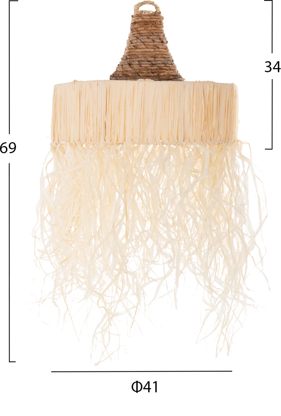 Stropna viseča svetilka s resicami FH7853 iz posušenih palmnih vlaken Φ41x34Hcm