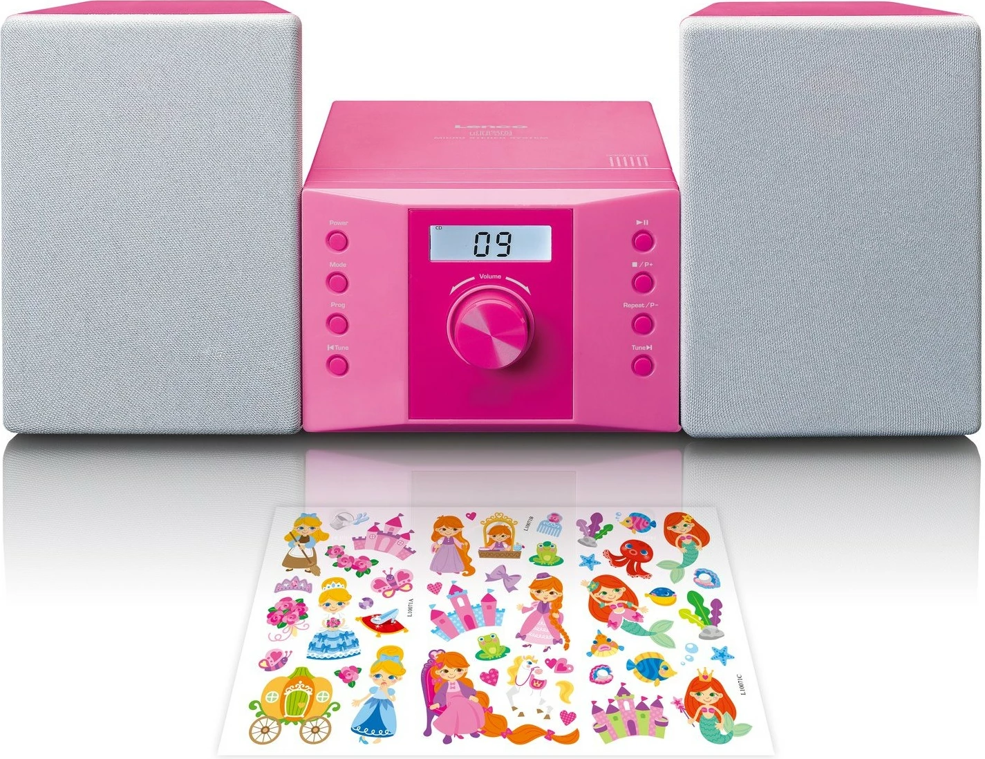 Prenosen zvočni sistem, Lenco MC-013, MP3, FM radio, AUX, rožnat