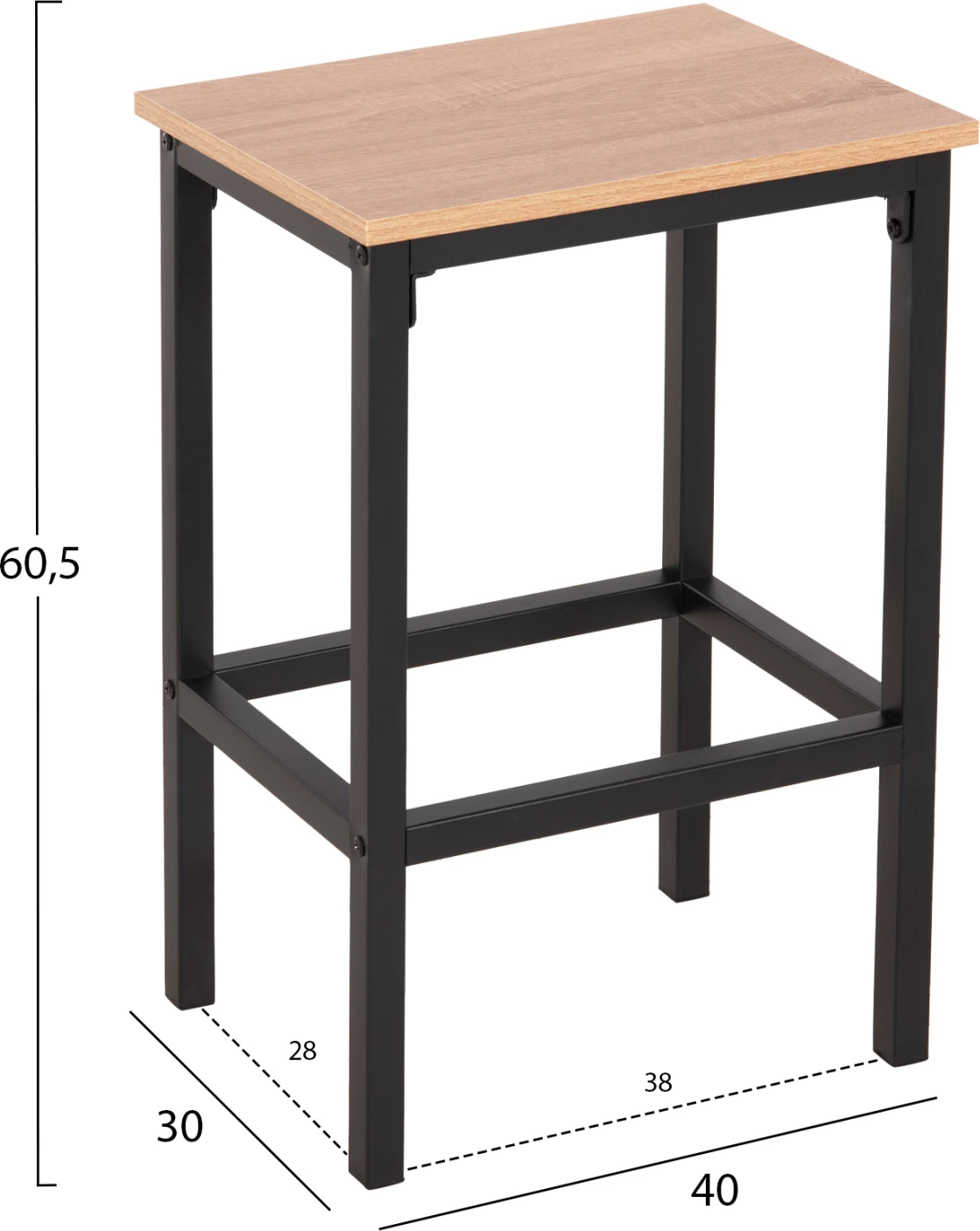 Jedilni set za bar, 5-delni, BOXY FH9882.01, črna kovinska ogrodja, sonoma melamin