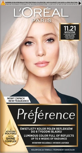 Barva za lase L'Oreal Paris Preference 11.21 Moscow, za ženske, 1 kos