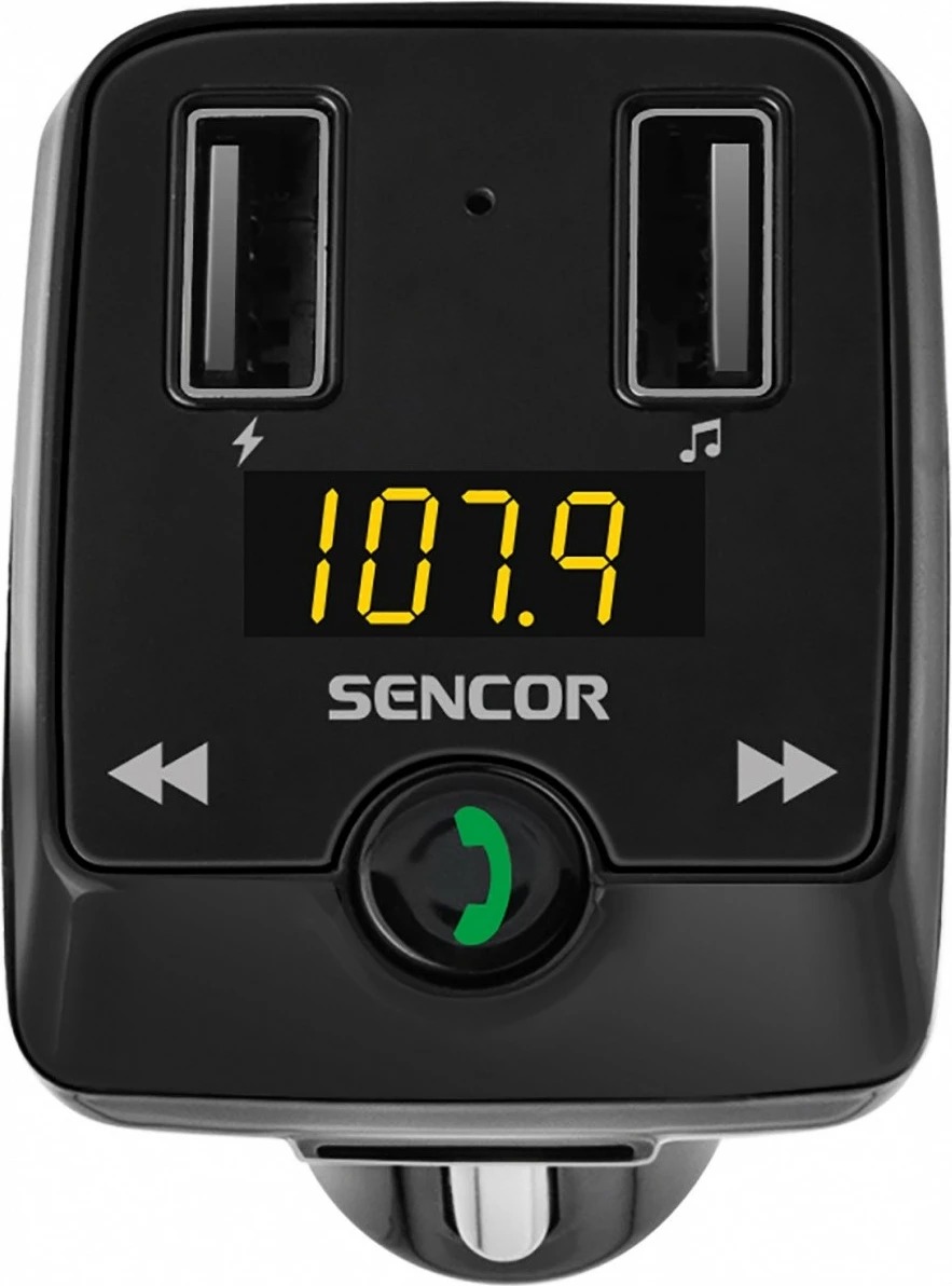 FM oddajnik Sencor SWM 3535 BT z Bluetooth, 2x USB, microSD, črn