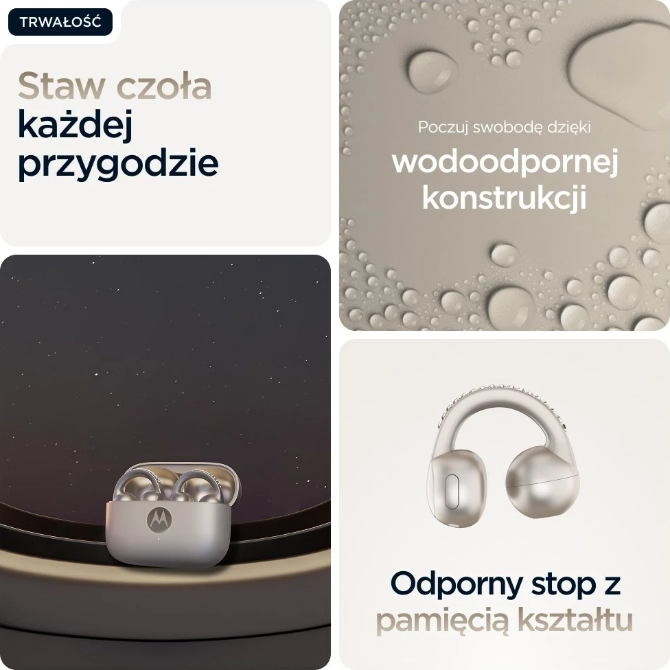 Brezžične slušalke z zanko za uho Motorola moto buds loop, bež