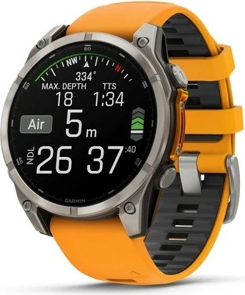 Pametna športna ura fenix 8, 47 mm, 32 GB, AMOLED, GPS, oranžen pašček - Garmin