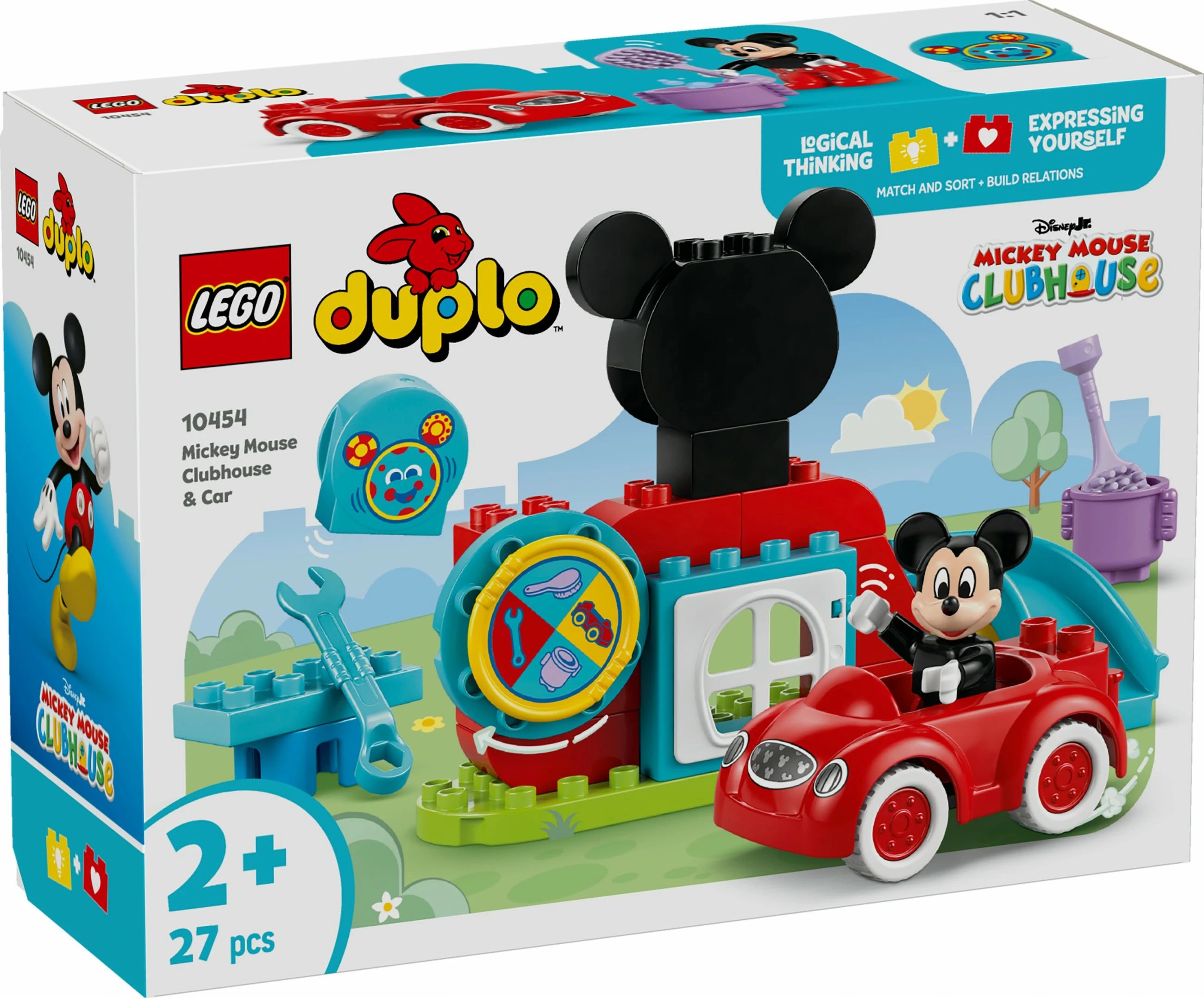 Igralni set Disney Mickey Mouse Clubhouse in avto, LEGO DUPLO, 27 kosov, večbarven