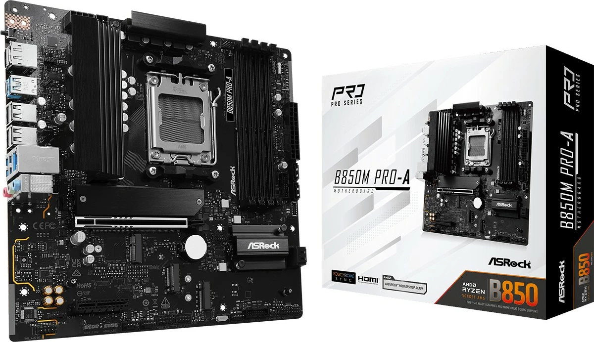 Matična plošča ASRock B850M PRO-A, Socket AM5, micro ATX, DDR5, črna