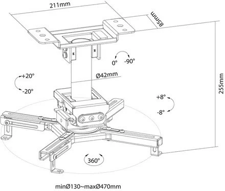 Stropni nosilec za projektor Neomounts CL25-530BL1, črn