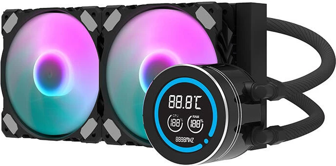 Vodna hladilna enota 240 mm z LCD in ARGB, črna, Darkflash DN-D240