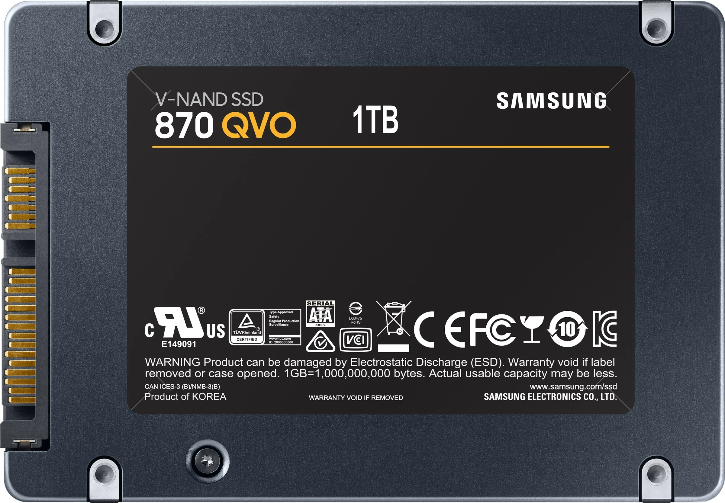 SSD 1 TB, 2,5", 560 MB/s, 6 Gbit/s, Samsung 870 QVO