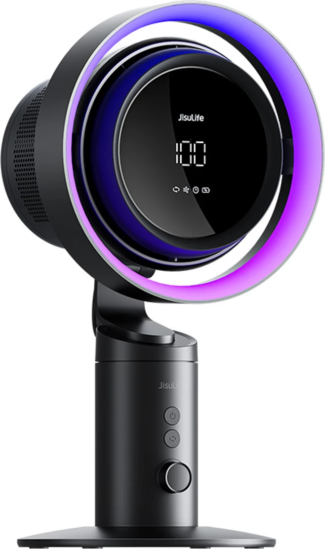 Namizni ventilator z vgrajenim filtrom zraka Jisulife Table Fan Pro3, 10.000 mAh, USB-C, temno siv